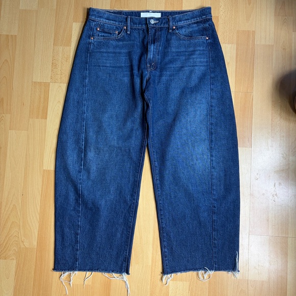 MOTHER Barrel Leg Jean Lil Mid Rise Full Pipe Flood Fray in Unplugged 30 - Picture 6 of 16